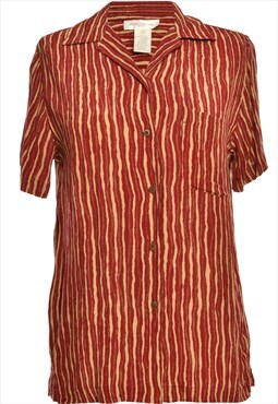 Vintage Maroon & Light Brown Striped Shirt Jones New York Sh