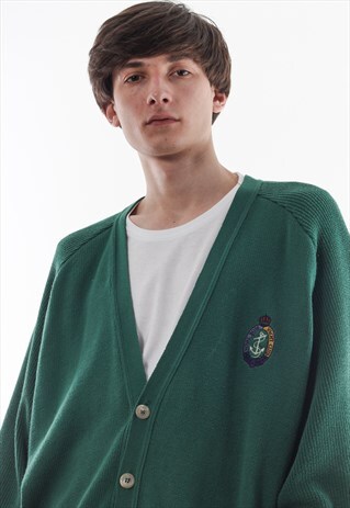 VINTAGE HUGO BOSS KNITTED CARDIGAN SWEATER 90S GREEN