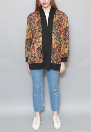 VINTAGE 1990S ABSTRACT PATTERN SILKY CARDIGAN JACKET
