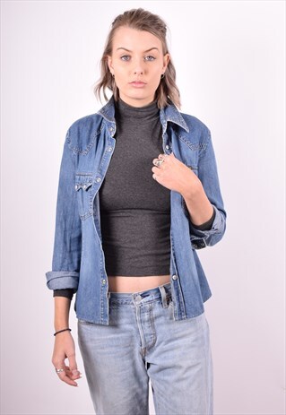 DIESEL WOMENS VINTAGE DENIM SHIRT SMALL BLUE 90'S