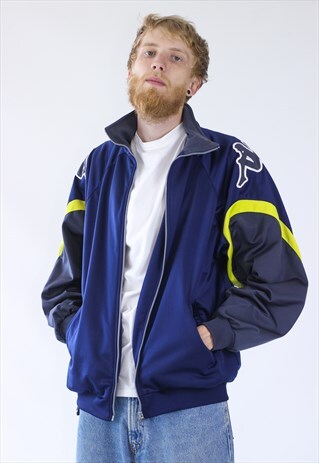 90S VINTAGE MENS KAPPA TEAM TRACK TOP BIG LOGO JACKET