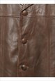 VINTAGE BUTTON THROUGH BROWN LEATHER JACKET - L