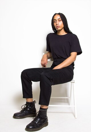 VINTAGE 80S BLACK WORK TROUSERS ID:7462