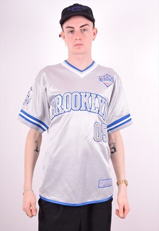 MENS VINTAGE FUBU JERSEY TOP SMALL GREY 90'S