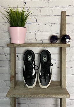 Black Leather Vans Trainers Size 6