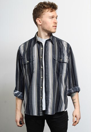 VINTAGE CORDUROY CORD STRIPED SHIRT
