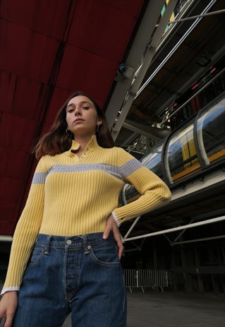 TOMMY HILFIGER YELLOW AND GREY SWEATER