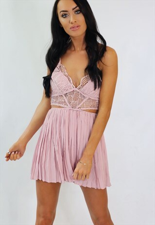 PINK LACE BODICE SUMMER PLAYSUIT
