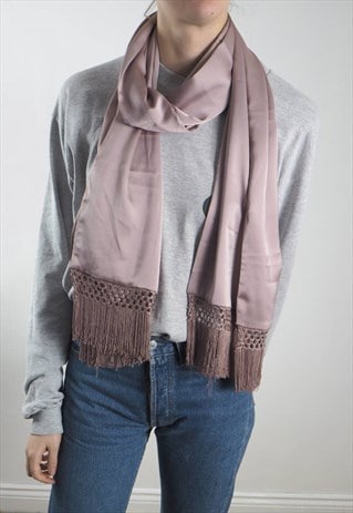 VINTAGE DUSTY PINK SATIN SCARF