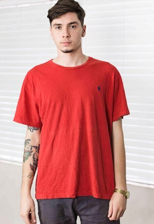 VINTAGE RALPH LAUREN T-SHIRT LOGO 90S L 6.7