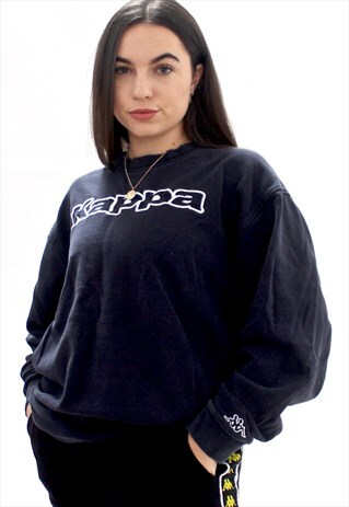 90'S RETRO NAVY EMBROIDERED SWEATSHIRT