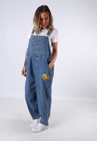 DENIM DUNGAREES LOONEY TUNES WIDE TAPERED LEG UK 20 (GCEA)