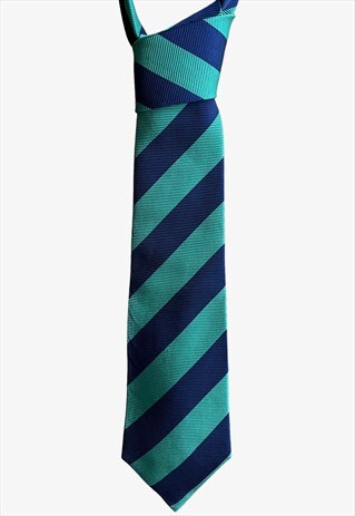 VINTAGE 90S HARVEY NICHOLS NAVY & GREEN STRIPED TIE