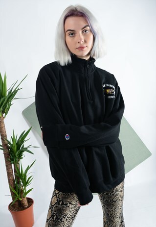 VINTAGE CHAMPION 1/4 ZIP SWEATSHIRT IN BLACK