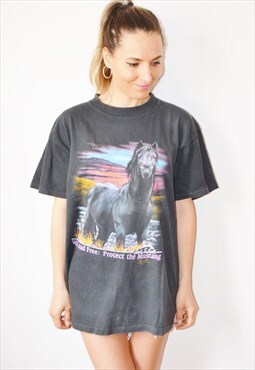 Rare Vintage 1992 Single Stitch Protect The Mustang T-shirt