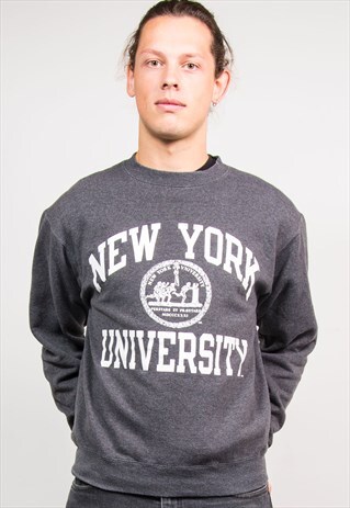 VINTAGE 90'S CHAMPION GREY NEW YORK UNIVERSITY SWEATSHIRT