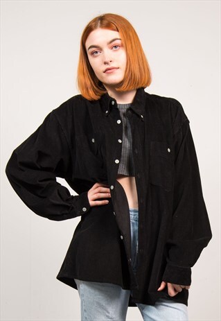 VINTAGE 90'S BLACK OVERSIZE CORD SHIRT