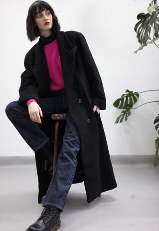 RARE VINTAGE 80S CHRISTIAN DIOR PURE WOOL COAT IN BLACK