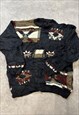 VINTAGE ABSTRACT KNITTED JUMPER FUNKY PATTERNED SWEATER