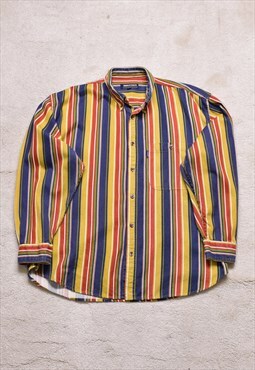 Vintage 90s Innocenti Yellow Red Striped Cord Shirt