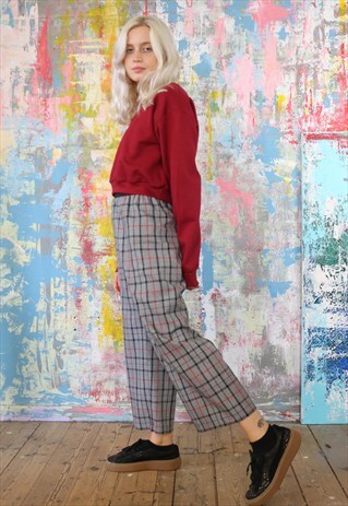 CHECK TROUSERS WITH RED LINE & RED WINE SWEAT CO-ORDINATES