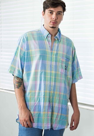 VINTAGE RALPH LAUREN PASTEL SHIRT LOGO 90S XL 6.3