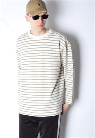 VINTAGE 90S BEIGE STRIPED SWEATSHIRT