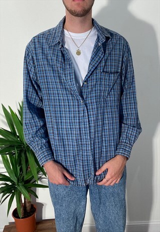 VINTAGE BLUE LONG SLEEVED HEAVY COTTON SHIRT