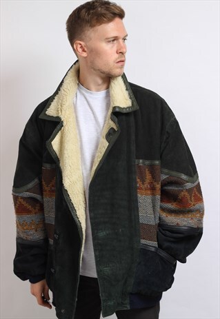VINTAGE AZTEC FLEECE LINED FESTIVAL JACKET