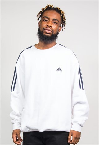 ADIDAS VINTAGE 90'S WHITE THREE STRIPE SWEATSHIRT