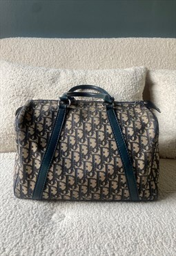 Vintage 1970s Rare Dior Trotter Boston tote bag in blue