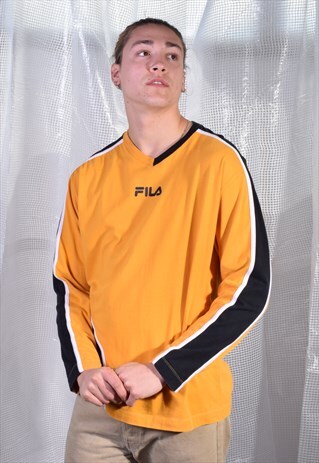 VINTAGE FILA YELLOW AND BLACK LONG SLEEVE TEE