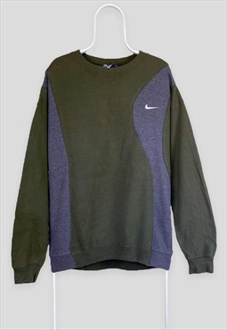 Vintage Reworked Nike Sweatshirt Green Grey XL