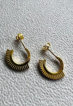 Egyptian style semi hoop stud earrings for men in gold 