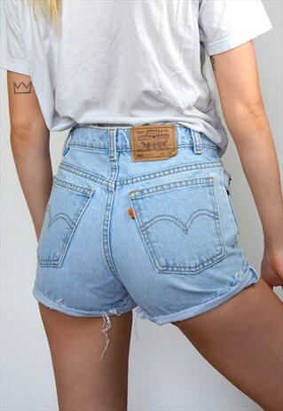 VINTAGE 90S LEVI'S LIGHT BLUE DENIM HIGH WAISTED SHORTS