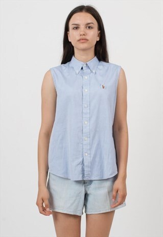 VINTAGE BLUE RALPH LAUREN SPORT SLEEVELESS SHIRT