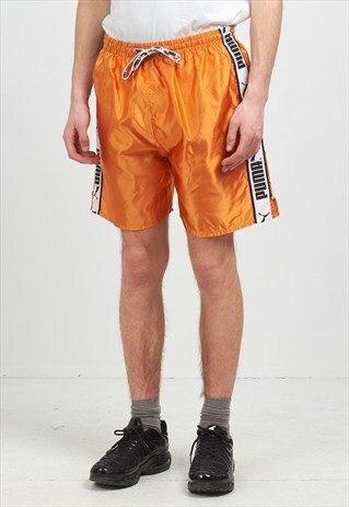 VINTAGE RETRO ORANGE PUMA TRACK SHORTS