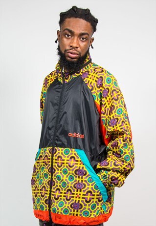 90'S ADIDAS PATTERNED CAGOULE JACKET