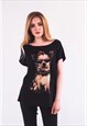 Cute Dog with Sunglasses Print T-shirt in black color
