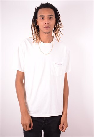 CALVIN KLEIN MENS VINTAGE T-SHIRT TOP MEDIUM WHITE 90S