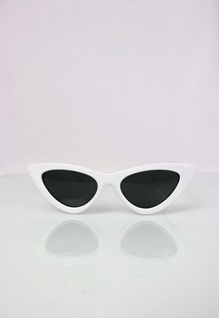 WHITE RETRO CAT EYE SUNGLASSES