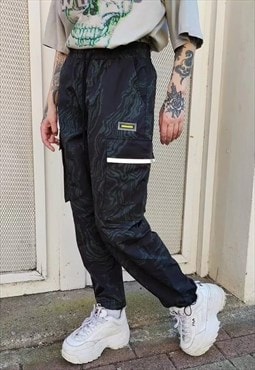 Zebra print reflective joggers slim fit beam overalls green