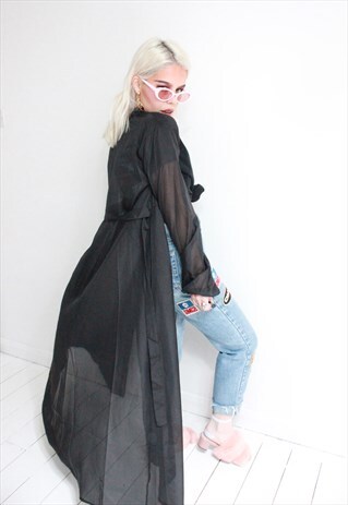 VINTAGE 60S BLACK SHEER NIGHTGOWN