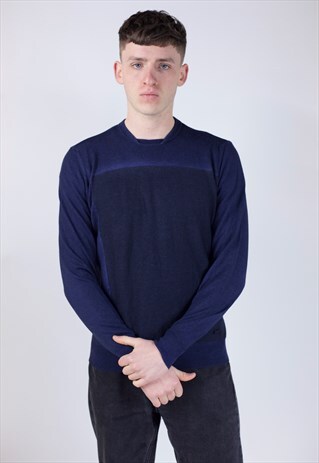 VINTAGE ARMANI BLUE/BLACK LIGHT KNIT JUMPER