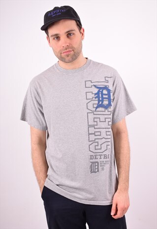 MENS VINTAGE T-SHIRT TOP LARGE GREY 90S