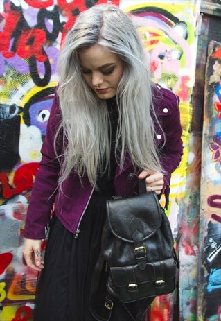 SOFT BLACK LEATHER URBAN BACKPACK WITH SIDE POCKETS