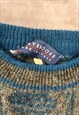 VINTAGE KNITTED JUMPER ABSTRACT PATTERNED GRANDAD SWEATER