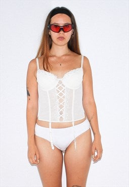 Vintage 00s sexy lace corset in white