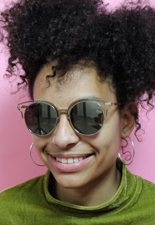 CAT EYE REFLECTIVE ROSE GOLD FRAME SUNGLASSES