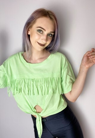 VINTAGE 90S PASTEL GREEN FINS CROP TOP